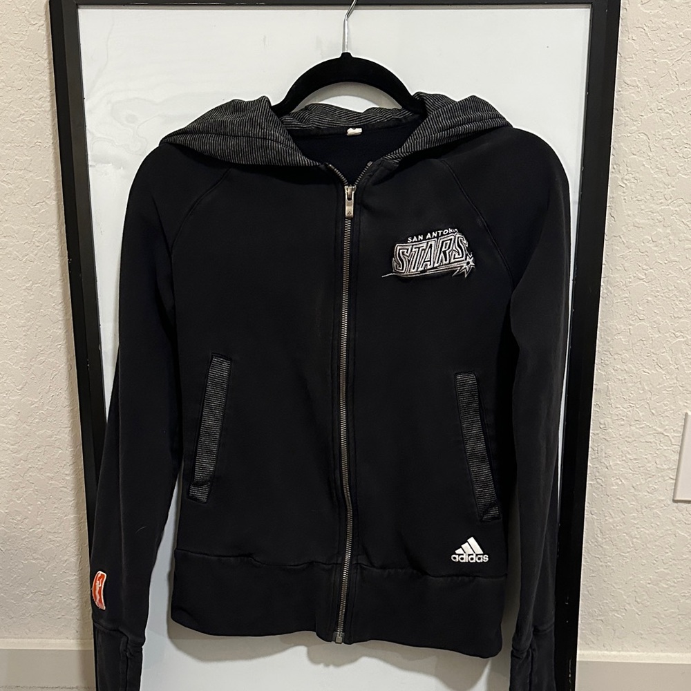 Adidas Black and Gray WNBA San Antonio Stars Zip Hoodie
